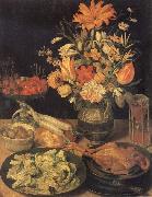 Georg Flegel Still Life with Flowers and Food Sweden oil painting artist